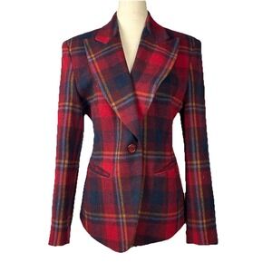 Vintage The Limited Wool Blend Plaid Blazer Womens S Corpcore Business Casual